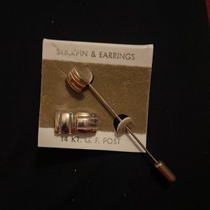 Stick pin and stud earrings